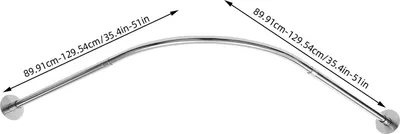 Produktbild von Duschvorhangstange - Modell JZSK3C-000300 - L-förmige Eckstange - Verstellbar - Edelstahl 201 - Wandmontage - Tragkraft 8 kg - Silber
