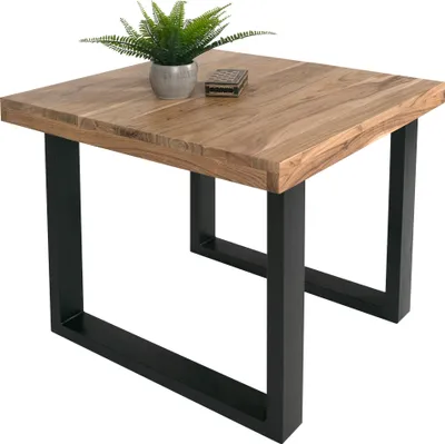 Produktbild von Esstisch Akazie Natur 90 x 90 cm massiv gerade Tischkanten U-Gestell schwarz RIO