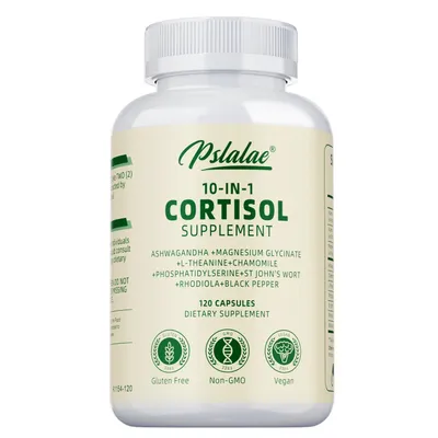 Immagine prodotto di 10-in-1 Cortisol Supplement (120 capsule) integratore alimentare, cervello, sistema nervoso, stress, ansia, salute del corpo, ashwagandha, livello di cortisolo