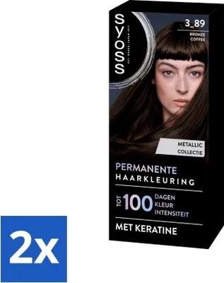 Produktbild von SYOSS – Coloration 3-89 Bronze Coffee – Haarfärbemittel – Grauabdeckung – Reduziert Haarbruch - Vorteilspack - 2 Stücke