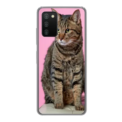 Produktbild von MuchoWow® Handyhülle Schutzhülle Hülle für Samsung Galaxy A03s Katze - Rosa - Pouf - Mädchen - Kinder - Kinder Silikon Softcase Handy Hülle - Schutz