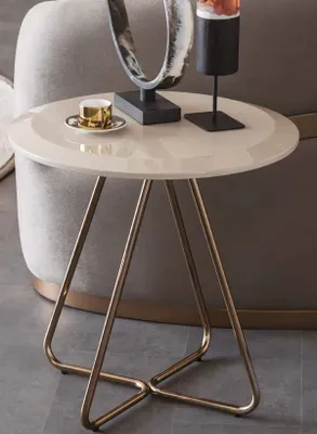 Image de Table d'appoint Table basse ronde Table de salon Table basse brillante