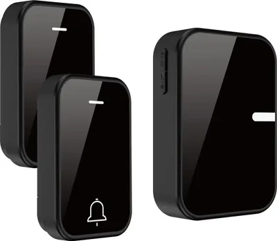 Produktbild von ZELURXX Funkklingel Set ohne Batterie, Lernmodus, 38 Melodien, 0-105dB, IP68 wasserdicht, 180m Reichweite, Schwarz, Zwei Sender, ein Empfänger