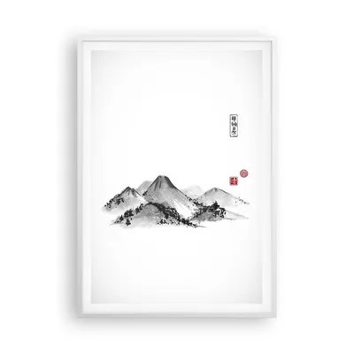 Produktbild von Gerahmtes Poster - Weißer Rahmen - Zeichnen Asien Berge - 70x100 cm - Wand Bild - Wanddeko - Wandbilder - Kunstposter - Wandposter - Bilderrahmen - Bilder - Kunstdruck - Wandbild - P2WPA70x100-4273