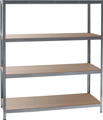 Produktbild von Wiltec Schwerlastregal 160x60x180cm, 175kg/Ablage, Steckregal schwarz aus Stahl, Lastenregal mit 4 Ablagen, Werkstattregal