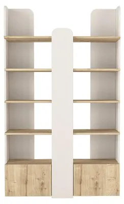 Produktbild von Bücherregal mit 2 Türen und 4 Einlegeböden - Beige und Natur - SARIOBA