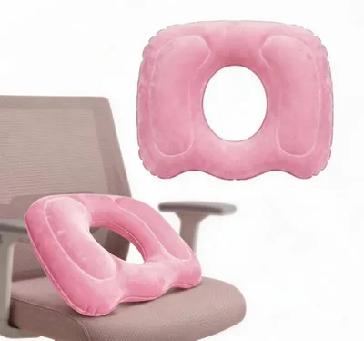 Image de Coussin gonflable ergonomique pour le coccyx, couleur rose