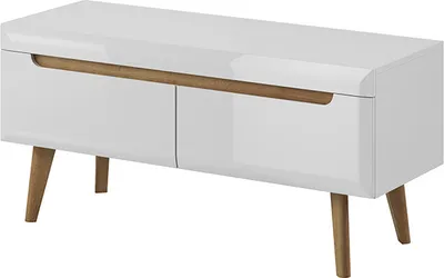 Produktbild von TV Schrank NORDI NRTV107 TV Lowboard Weiß / Weiß Hochglanz / Eiche Riviera