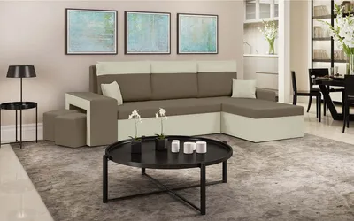 Produktbild von Ecksofa DAKOTA2 mit Schlaffunktion - Hellbraun/Creme