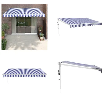 Immagine prodotto di vidaXL Tenda elettrica a manovella blu e bianca 3,5x2,5 m - Tenda da sole - Tende da sole - Tenda retrattile - Tenda retrattile