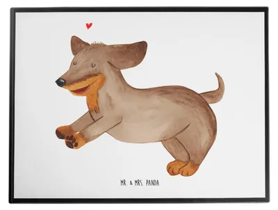 Produktbild von Mr. & Mrs. Panda schreibtischunterlage Hund Dackel - Weiß - Geschenk, Herz, Happy Dog, Hundebesitzer, Unterlage Schreibtisch, Schreibunterlage, Dachshund, bastelmatte