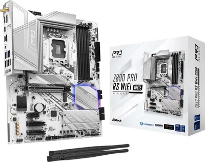 Produktbild von Asrock Z890 Pro RS WiFi White, Intel, LGA 1851 (Socket V1), Intel Core Ultra (Series 2), LGA 1851, DDR5-SDRAM, 256 GB