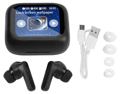 Imagen del producto de Auriculares inalámbricos, sonido envolvente HiFi, auriculares Bluetooth 5.4 con pantalla táctil LCD a color, color