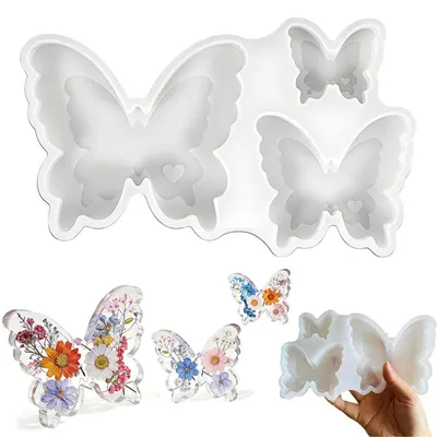 Zdjęcie produktu dla Silikonowa forma motyl, forma 3D, zestaw 3 sztuk, do produkcji świec, cukierków, żywicy, gipsu