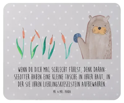 Produktbild von Mr. & Mrs. Panda Mouse Pad Otter Stein - Grau Pastell - Geschenk, Witzige Fakten, Seeotter, mauspad laptop, Fun Facts, Pflanzen, computer, Mousepad, mousematte