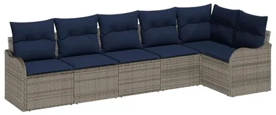 Productafbeelding van vidaXL Tuinset met 6 zitplaatsen, grijs, van polyrotan
