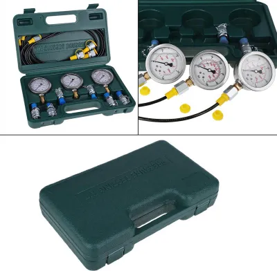 Produktbild von Bagger-Hydraulikdruckprüfsatz mit Prüfschlauchkupplung und Manometer