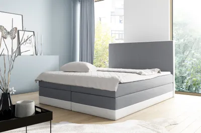 Produktbild von Boxspringbett Schlafzimmerbett VELARO 160x200cm Grau- Weiss