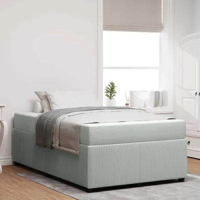Image de Lit simple - Structure de lit gris clair 120 x 190 cm, revêtue de tissu