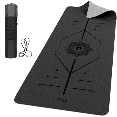 Produktbild von Yogamatte Gymnastikmatte Pilatesmatte - Mit Ausrichtungslinien - 6 mm - Rutschfest - 183 x 61 cm