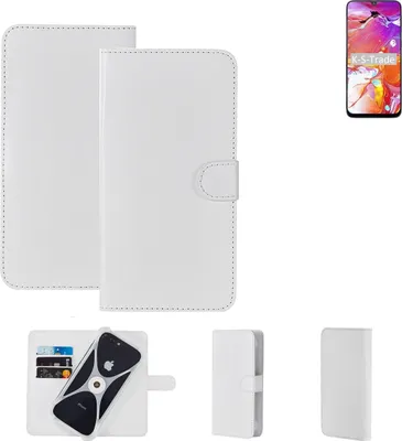 Produktbild von K-S-Trade Handy Hülle Schutz Hülle kompatibel mit Samsung Galaxy A40s Cover Case Bookstyle Bumper weiß 1x