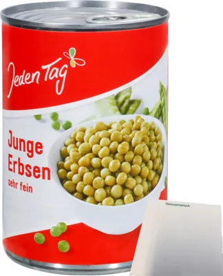 Produktbild von Jeden Tag Erbsen sehr Fein (425g Dose) + usy Block