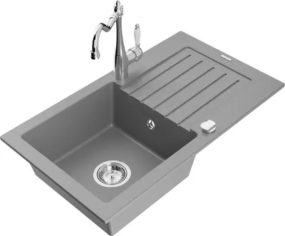 Produktbild von Mexen Pablo 1 Becken-Granitspüle mit Abtropffläche und Mischbatterie Carla, Grau - 6510-71-670700-00