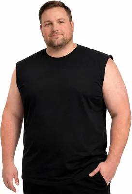 Imagen del producto de Camiseta sin mangas para hombre, de corte holgado, elástica, disponible en tallas 3XL a 10XL, de algodón, ideal para uso casual