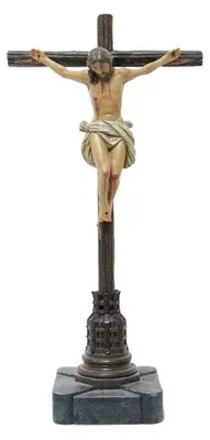 Kruzifix Christus, handbemalt, Harz, 25 cm