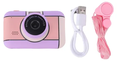 Productafbeelding van Kindercamera, 2,4-inch scherm, dubbele lens, 48 MP HD, digitaal, met flitser en filters, geschikt als speelgoed of cadeau, paars