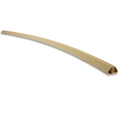 A single, curved, sand-colored plastic rail on a white background.