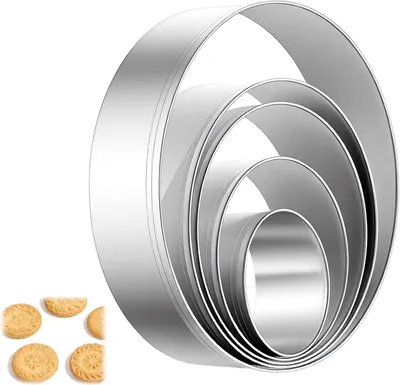 Produktbild von Rundes Ausstecherset - 5-teilig - Edelstahl, runde Ausstecher, wiederverwendbar - 4,7 Zoll