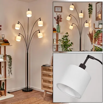 Produktbild von Schiavonea Stehlampe aus Metall/Stoff in Schwarz/Chromfarben/Weiß