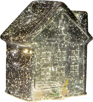 Produktbild von Anna's Collection Glashaus aus Glas mit LED-Licht, anthrazit, 12,5 x 7,5 cm