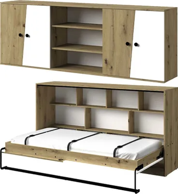Immagine prodotto di Set cameretta Nero 2 pezzi con armadio letto rovere Artisan bianco nero