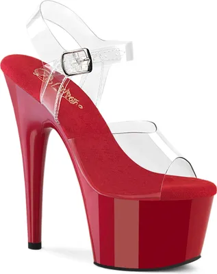 Produktbild von ADORE-708 Pleaser vegane y Damen High-Heels Damen Plateausandaletten klar rot