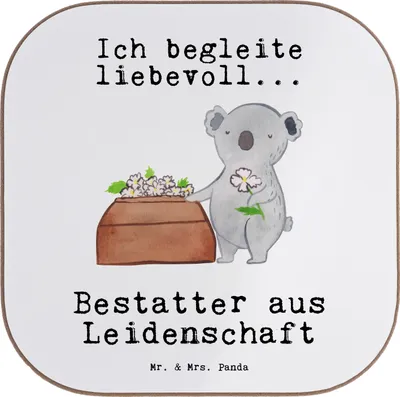 Produktbild von Mr. & Mrs. Panda Holzuntersetzer Bestatter Leidenschaft - Weiß - Geschenk, Coaster, gläseruntersetzer, Design Untersetzer, Tassen, für Gläser, bieruntersetzer
