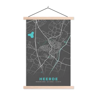 Obrázek produktu pro MuchoWow® Textilní plakát - Mapa - Heerde - Mapa města - 60x90cm - S hnědými lamelami