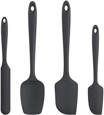 Produktbild von U-Taste Silikon Spatel & Teigschaber 4er Set, 315℃ Hitzebeständiger Antihaft-Gummispachtel Kuchenspatel, Nahtloses Einteiliges Design für Kochen Backen Mischen (Schwarz)