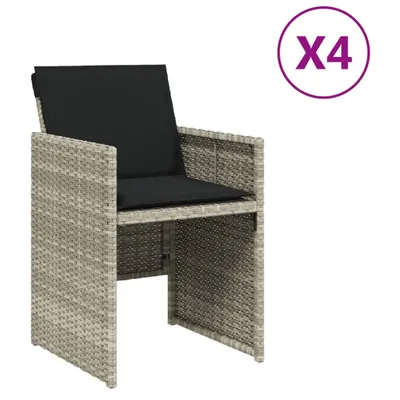 Image de Chaises de jardin avec coussins lot de 4 gris clair poly rotin