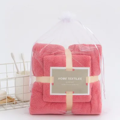 Imagen del producto de Toalla de felpa con diseño de coral – juego de toallas para baño, suaves y absorbentes, ideales para la playa y el hogar, color rojo, 70x140 cm, 35x75 cm