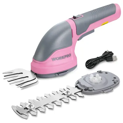 Immagine prodotto di Work Pro: forbici da giardino e tagliasiepi con batteria integrata, tagliaerba 2 in 1, batteria da 2000 mAh a 3,6 V, colore rosa