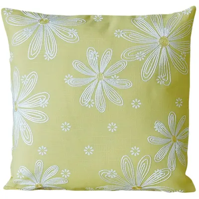 Produktbild von Kissen-Bezug Blumen gelb weiß Stickerei 40x40 cm