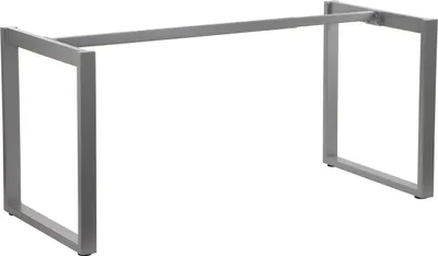 A metal desk frame on a white background.