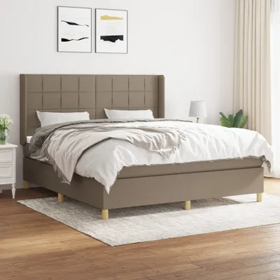 Produktbild von vidaXL Boxspringbett mit Matratze Taupe 160x200 cm Stoff - Boxspringbett - Boxspringbetten - Bett - Schlafzimmermöbel