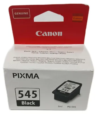 Obrázok produktu pre Canon PG-545, Štandardná výťažnosť, Čierna, Atrament na pigmentovej báze, 1 kusov, 180 strany, Balenie po jednom kuse