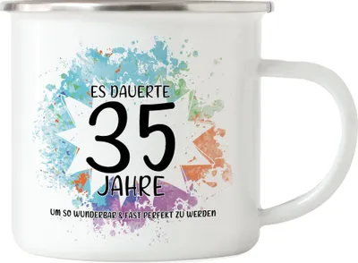 Produktbild von Es Dauerte 35 Jahre Um So Wunderbar Zu Werden Emaille Tasse Geburtstagsgeschenk 35 Jahre Alt Humor