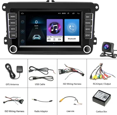 Immagine prodotto di 2-din 7 pollici Android auto navigazione controllo centrale grande schermo incorporato Wireless Carplay Radio per Volkswagen
