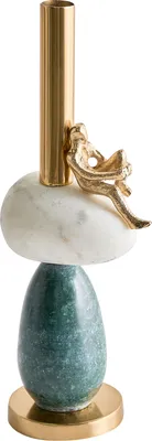 Produktbild von BELIANI Kerzenständer Mehrfarbig Marmor u. Metall 34 cm Hoch für Stabkerzen Handgefertigt Modern Tischdeko Accessoire Deko Haushalt & Wohnen