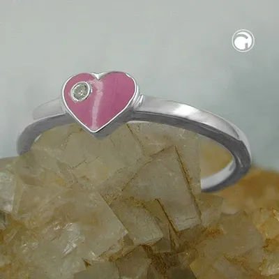 Produktbild von Ring Kinderring mit Herz rosa Silber 925 Ringgröße 48